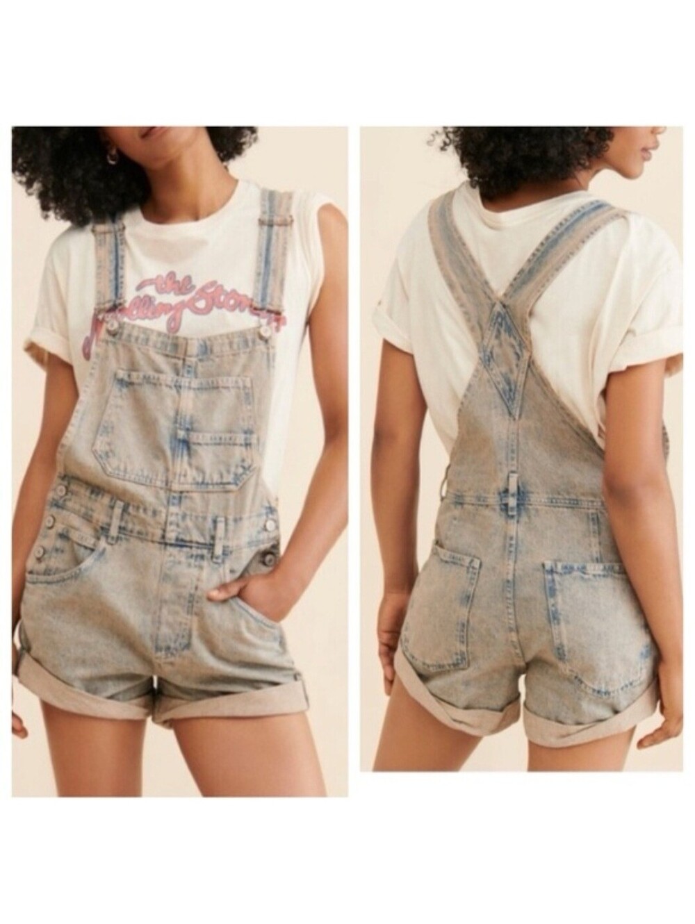 Free people Ziggy denim shorttall short overalls small